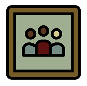 button for google classroom. has three figures surrounded in a frame