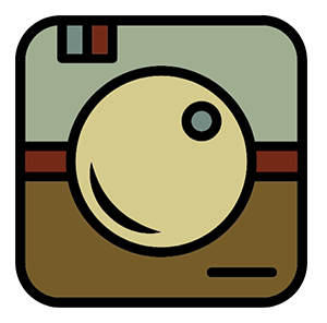 button like an old timey camera aka the instragram logo